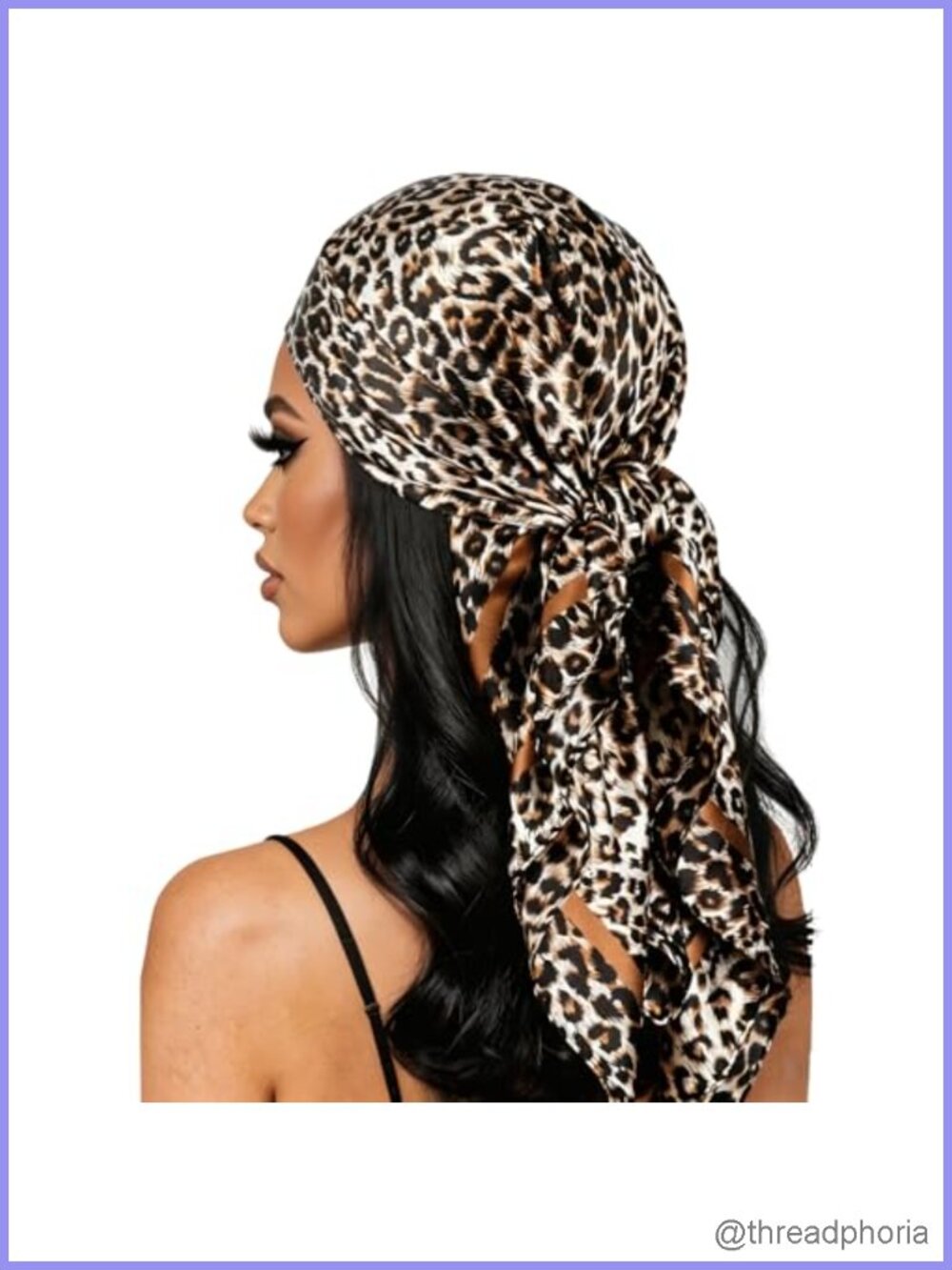 Large Satin Leopard Print Head Scarf Versatile Hair Neck Scarf Accessory for